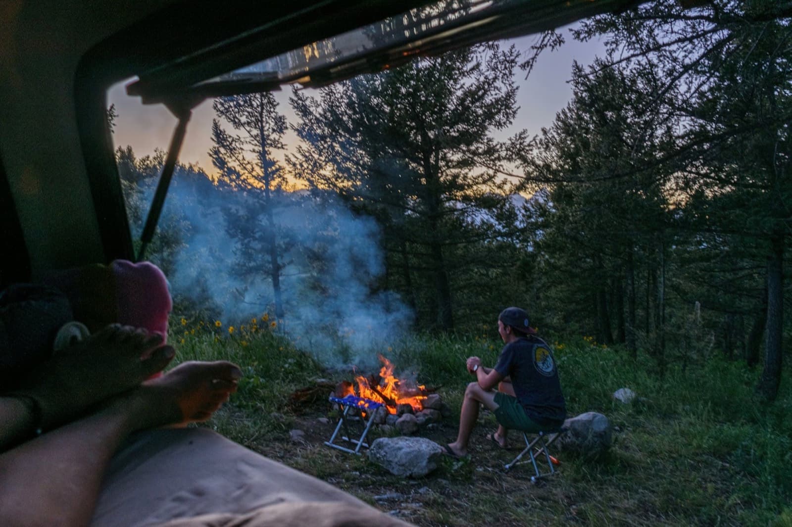 Campfire at dusk